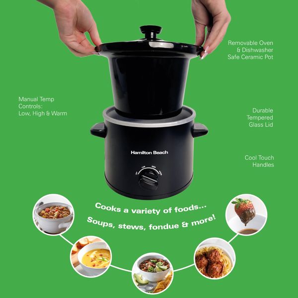 Hamilton Beach Essentials Food Prep Set, 4 in 1 Blender, Deep Fill Sand wich Toaster, 1.8L Slow Cooker - Black