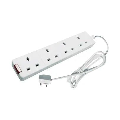4-Way 13 Amp 5 Metre Extension Lead White With Neon Light CEDTS4513M