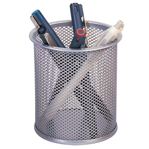 Q-Connect Mesh Pen Pot Silver KF00846